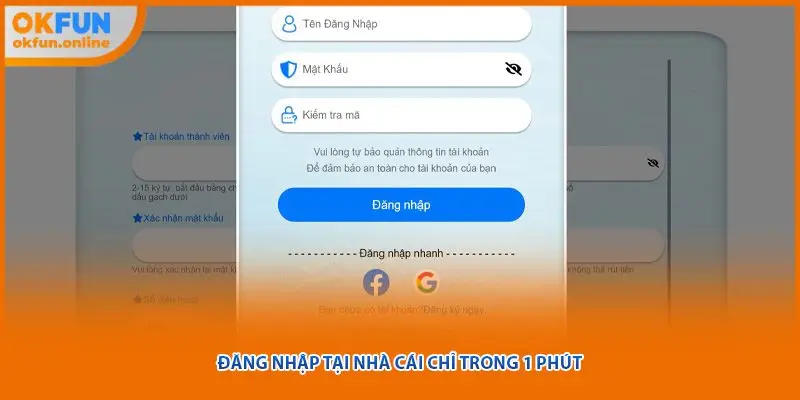 Đăng nhập tại nhà cái chỉ trong 1 phút
